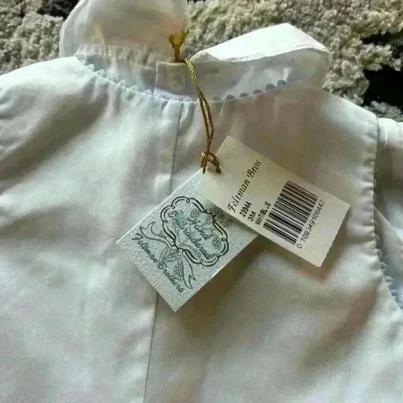 Feltman Bros NWT Outfit Size 3 Months Blue and White Teddy Bear - Picture 6 of 7